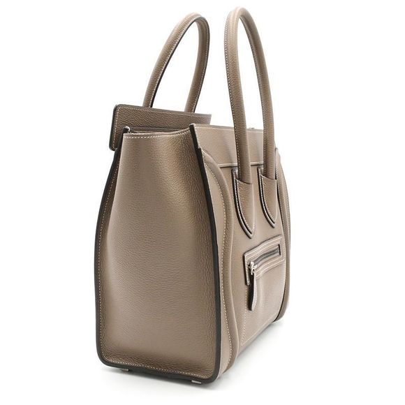 Celine Calfskin Tote Greige Handbag Luggage Suri Drummed - Picture 2 of 7